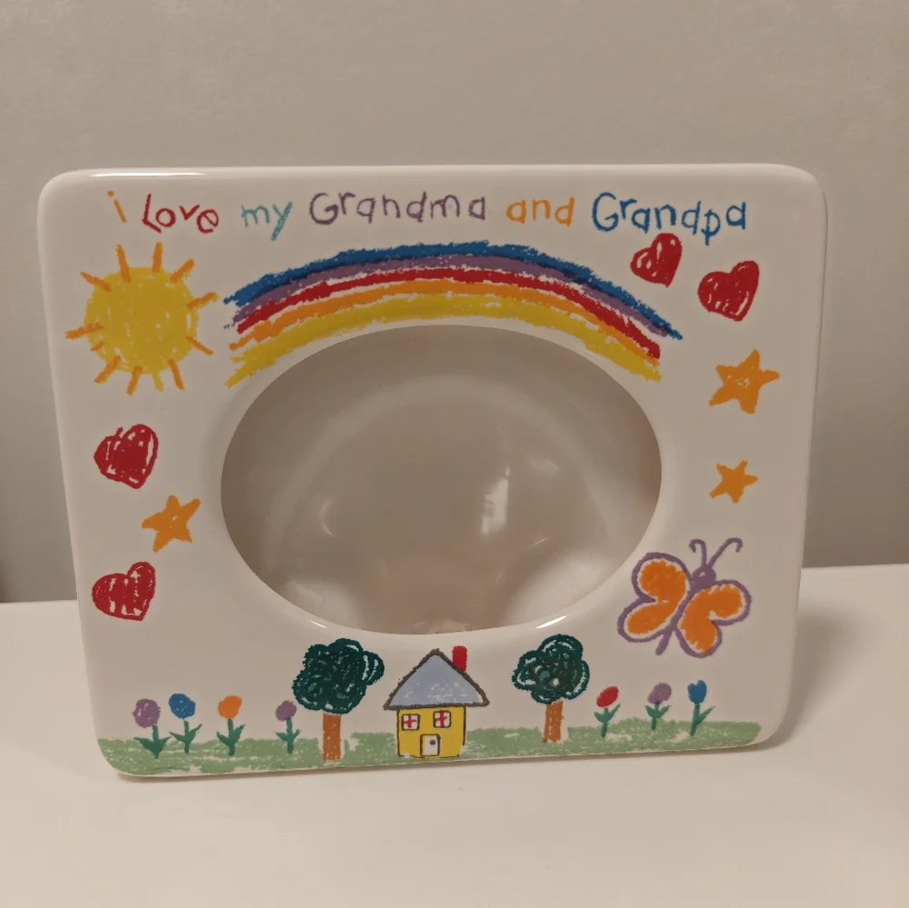 I Love My Grandma And Grandpa Ceramic Frame Russ Vintage 5" X 6" - Picture 2 of 7